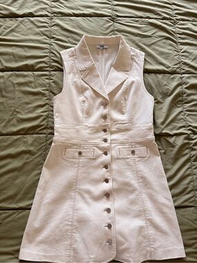 PAIGE Cream Sleeveless Button-Front Mini Dress